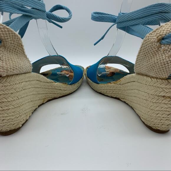 Jeffrey Campbell Western Lady Novelty Print Espadrille Lace Up Ankle Wedges Sz 9 - Picture 10 of 15